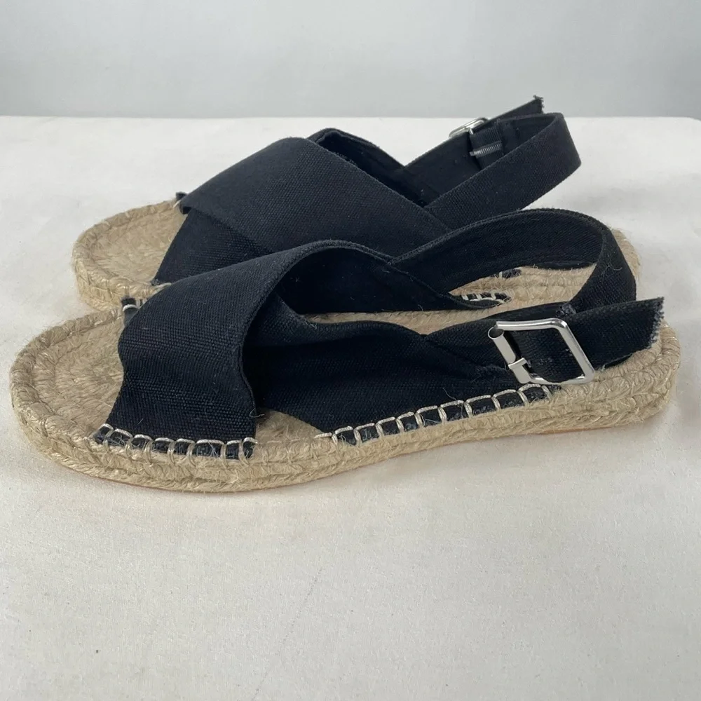 Reserved Canvas Strappy‎ Espadrille Sandal in Black Size 9